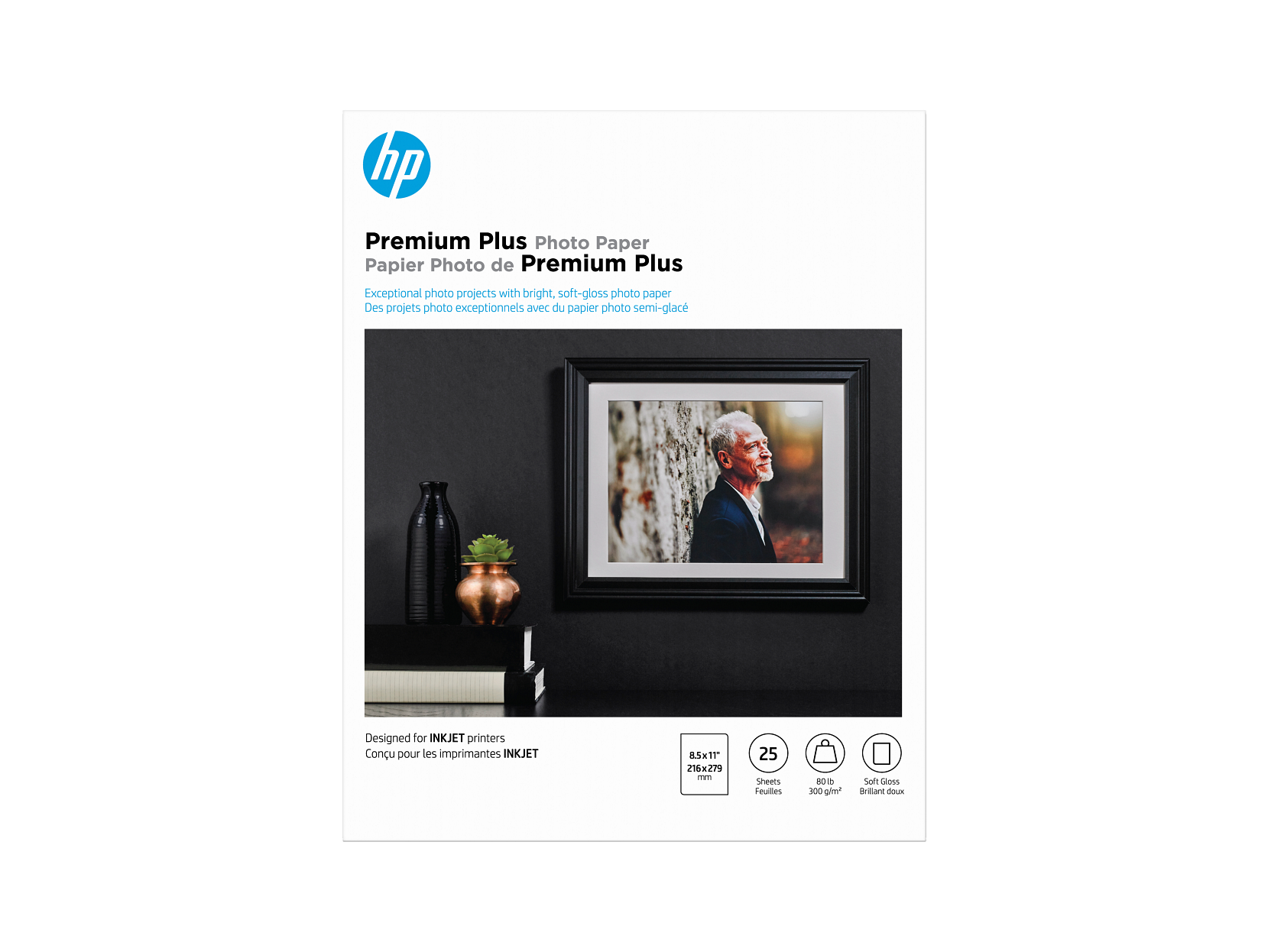 HP Premium Plus Soft-gloss Photo Paper-25 Sheets | Letter | 8.5 x 11 in | CR671A - Picture 1 of 5