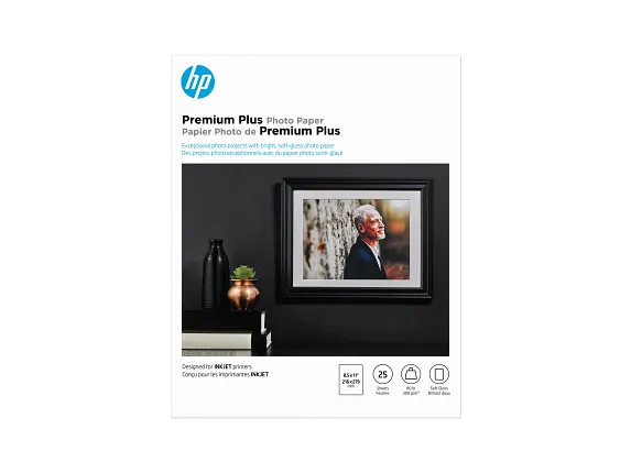 HP Photo Papers, HP Premium Plus Photo Paper, Satin, 80 lb, 8.5 x 11 in. (216 x 279 mm), 25 sheets CR671A