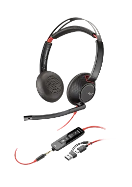 Poly Blackwire 5220 Stereo USB-C Headset +3.5mm Plug +USB-C/A Adapter