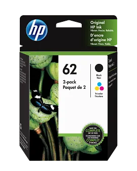 HP 62 2-pack Black/Tri-color Original Ink Cartridges, N9H64FN#140