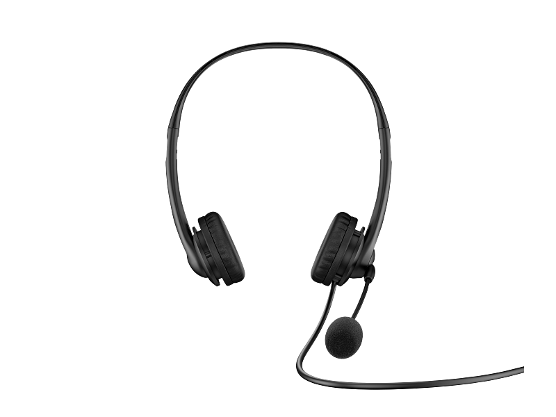 21C2 - HP Stereo USB Headset G2 Shadow Black Coreset Front Boom Down