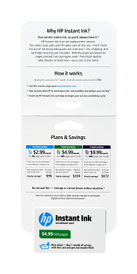 HP Instant Ink - 1st Month Enrollment Card - 100-page plan