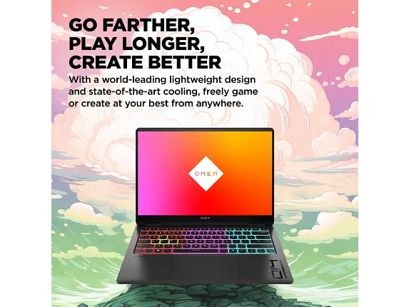 Series 9 of 14 HP Home Laptop PCs, OMEN Transcend Laptop 14, Windows 11 Home, 14", Intel® Core™ Ultra 9, 32GB RAM, 2TB SSD, NVIDIA® GeForce RTX™ 4070, 3K, Shadow black