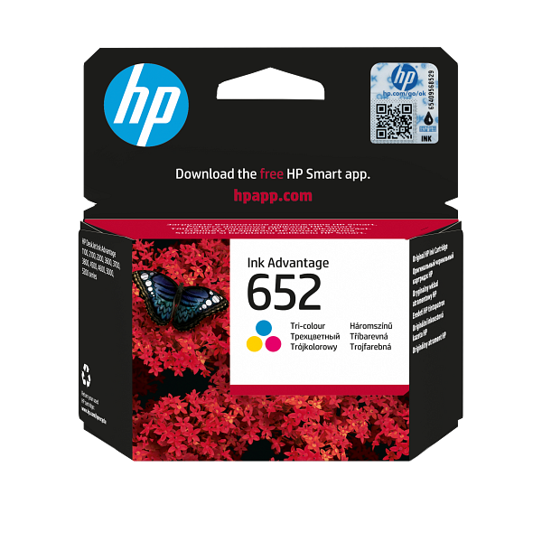 HP 652 Tri-Color Original Ink Cartridge, F6V24-80014 , F6V24AE