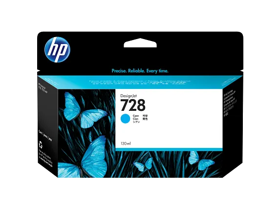 Ink Supplies, HP 728 130-ml Cyan DesignJet Ink Cartridge, F9J67A