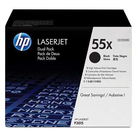 HP 55X CE255XD 2db 55X fekete toner / festékkazetta Laserjet P3015 Enterprise 500 MFP M525f nyomtatókhoz (2*12500 old.)