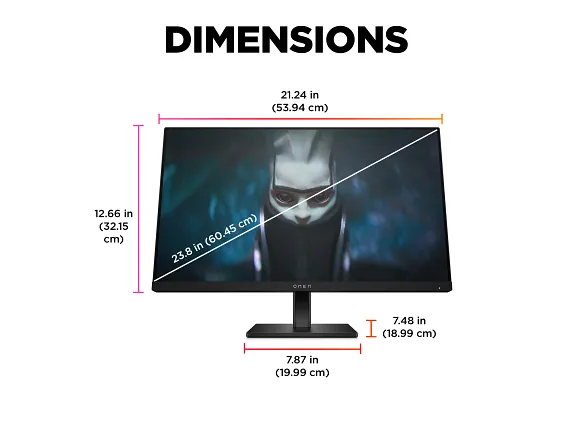 Series 7 of 12 HP Home Monitors, OMEN by HP 23.8 inch FHD 165Hz Gaming Monitor - OMEN 24