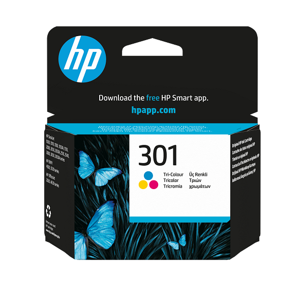 HP 301 Tri-Color Original Ink Cartridge, CH562-80147, CH562EE