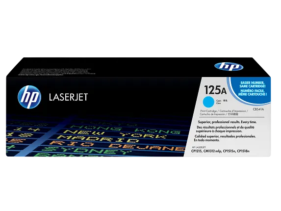 HP Laser Toner Cartridges and Kits, HP 125A Cyan Original LaserJet Toner Cartridge, CB541A