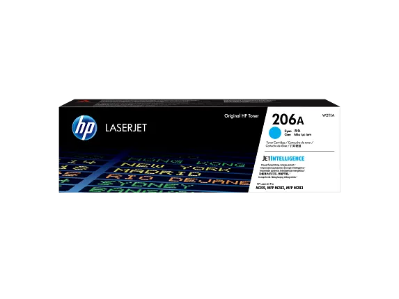 HP Laser Toner Cartridges and Kits, HP 206A Cyan Original LaserJet Toner Cartridge, W2111A