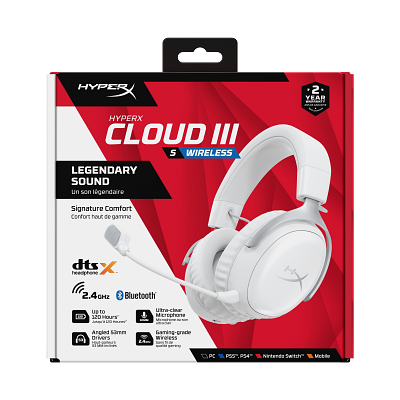 HyperX Cloud III S – Headset gamer sem fio (branco) | Suporte HP®