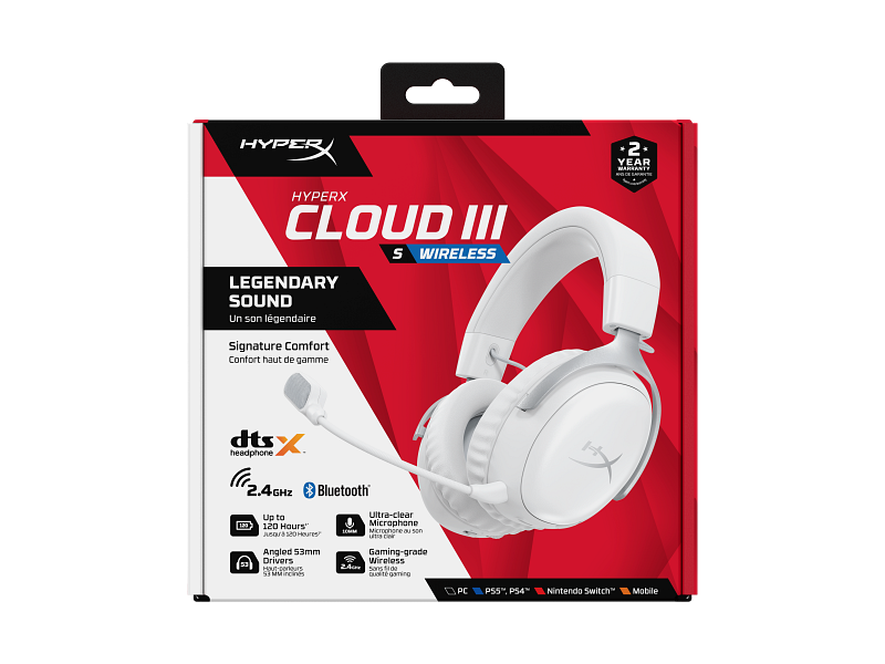 HyperX Cloud III S - Căști cu microfon wireless pentru gaming (alb