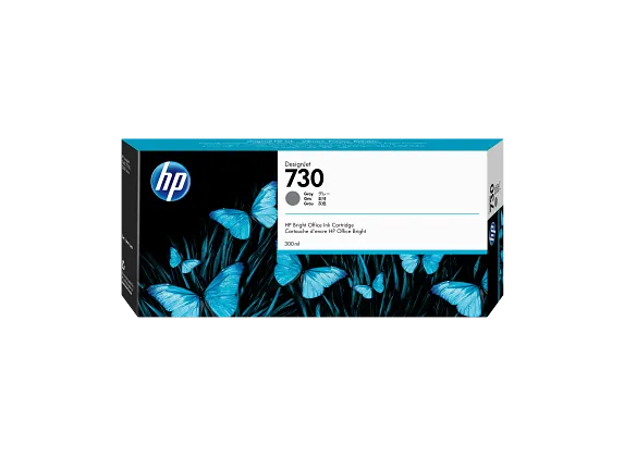 Ink Supplies, HP 730 300-ml Gray DesignJet Ink Cartridge, P2V72A