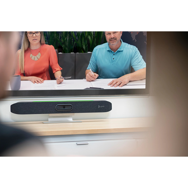 Poly Studio X50 - Video Bar, TV, White - Lifestyle