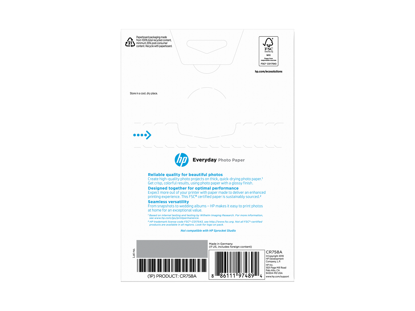 HP Everyday Photo Paper, Glossy, 52 lb, 4 x 6 in. (101 x 152 mm), 50 sheets - Picture 3 of 10