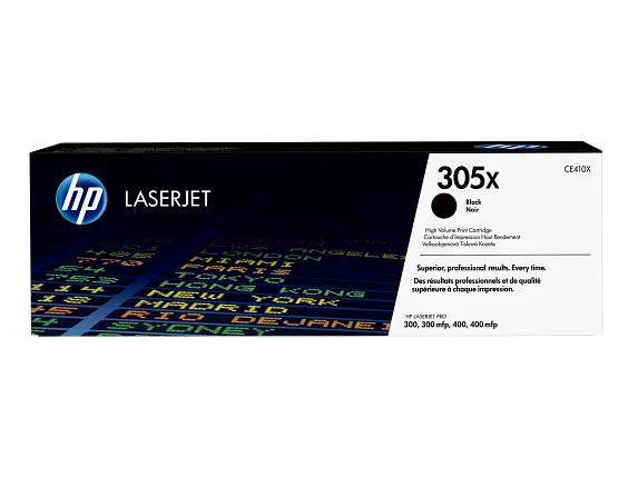 HP® 305X High Yield Black LaserJet Toner Cartridge (CE410X) HP® 305X High Yield Black LaserJet Toner Cartridge (CE410X)