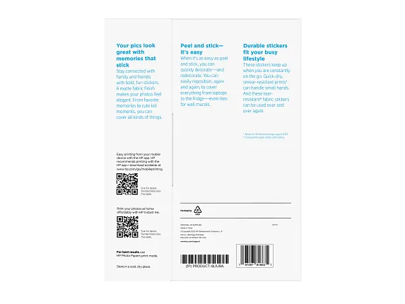 Series 4 of 4 HP Photo Papers, HP Picture Stickers 8.5 x 11 in. (216 x 279 mm) 25 sheets