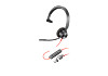 HP 8X215AA Poly Blackwire 3310 monaurális USB-C headset + USB-C–USB-A-adapter