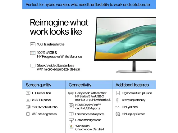 HP Series 5 Pro 23.8-inch FHD Monitor 524pf - HP® Store