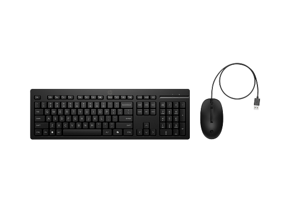 HP-225 - Combo de ratón y teclado con cable - Negro azabache - Actualización de Copiloto - Gris - Fondo - Vista superior