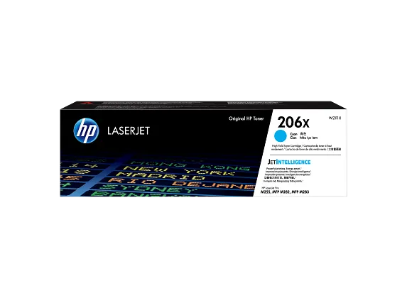 HP Laser Toner Cartridges and Kits, HP 206X High Yield Cyan Original LaserJet Toner Cartridge, W2111X