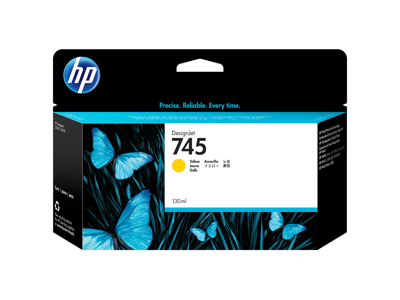 Tinta HP 745 F9J96A Yellow original de 130 ml para DesignJet