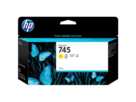 Ink Supplies, HP 745 130-ml DesignJet Yellow Ink Cartridge, F9J96A