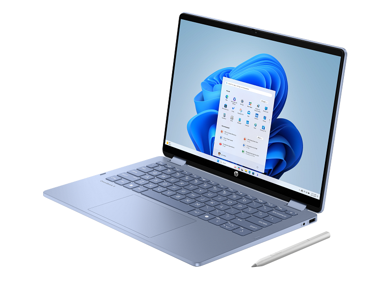 25C1 OmniBook 5 Flip 14 Sky Blue T IR Cam nonSD nonFPR Avicii 2H Win 11 Core Set FrontLeft WhiteBG